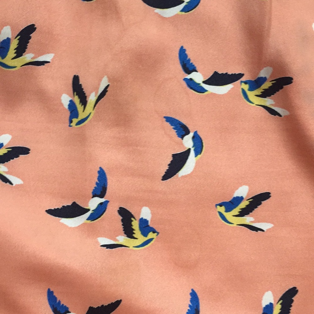 Cute Peach dress with Blue & yellow Canary Print - Picture 3 of 4